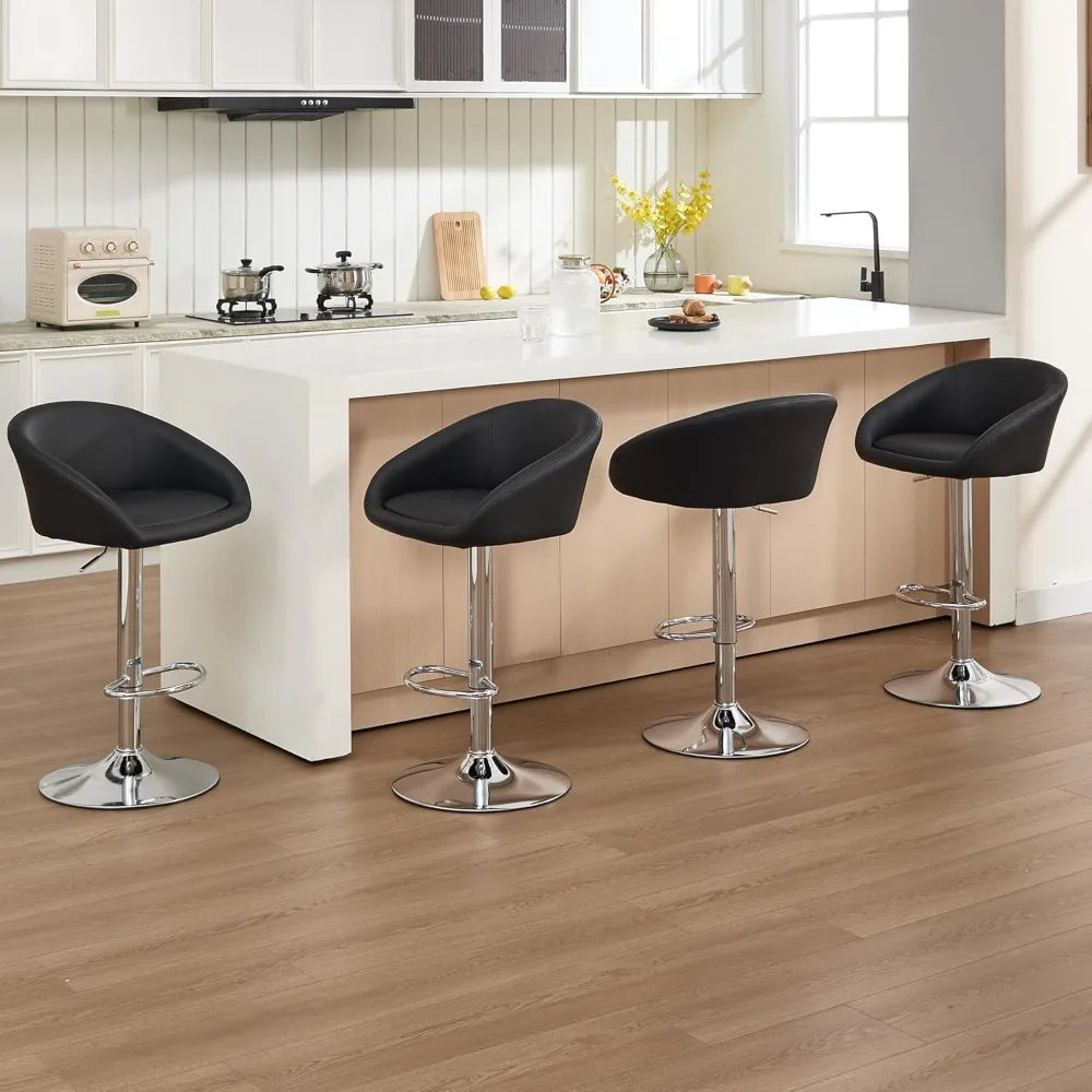 4 Modern PU Leather Swivel Barstools