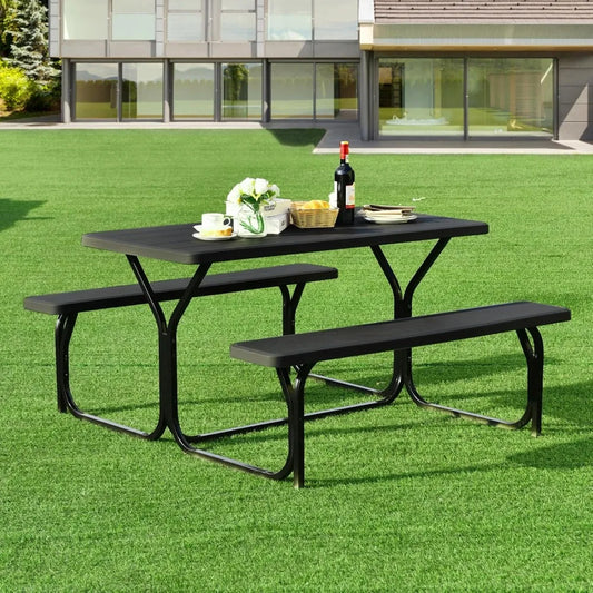 Picnic Resin Dining Table & 2 Benches Set