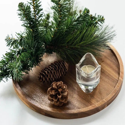 Large round Waterproof  Wood Dining Plate Tray