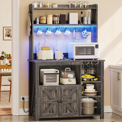 Bakers Rack with Power Outlet and Storage