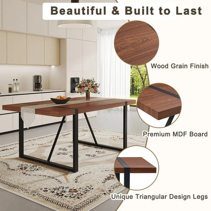 71" Walnut Dining Table Set for 8