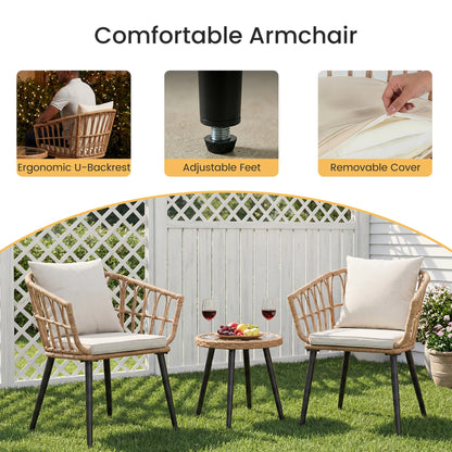 JHK 3 Pieces Wicker Patio Outdoor Chairs and Table