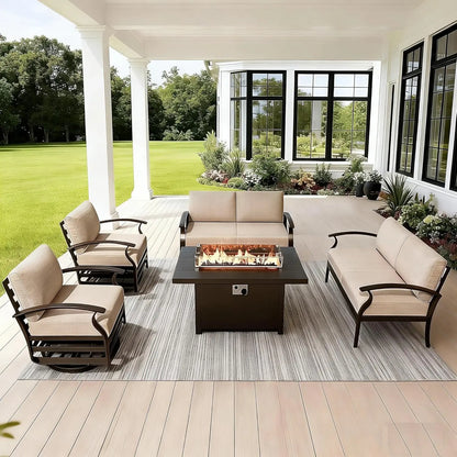 Aluminum Patio Furniture Set with Fire Pit Table