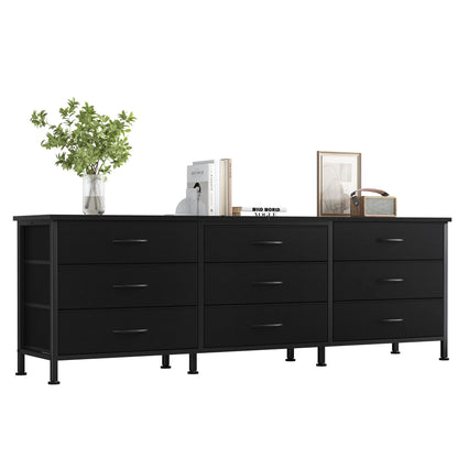 Cabinet With 9 Fabric Drawers Long Entertainment Center