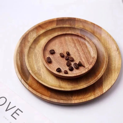 Large round Waterproof  Wood Dining Plate Tray