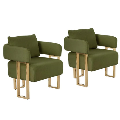 Modern Barrel Accent 2pcs Chairs, Upholstered