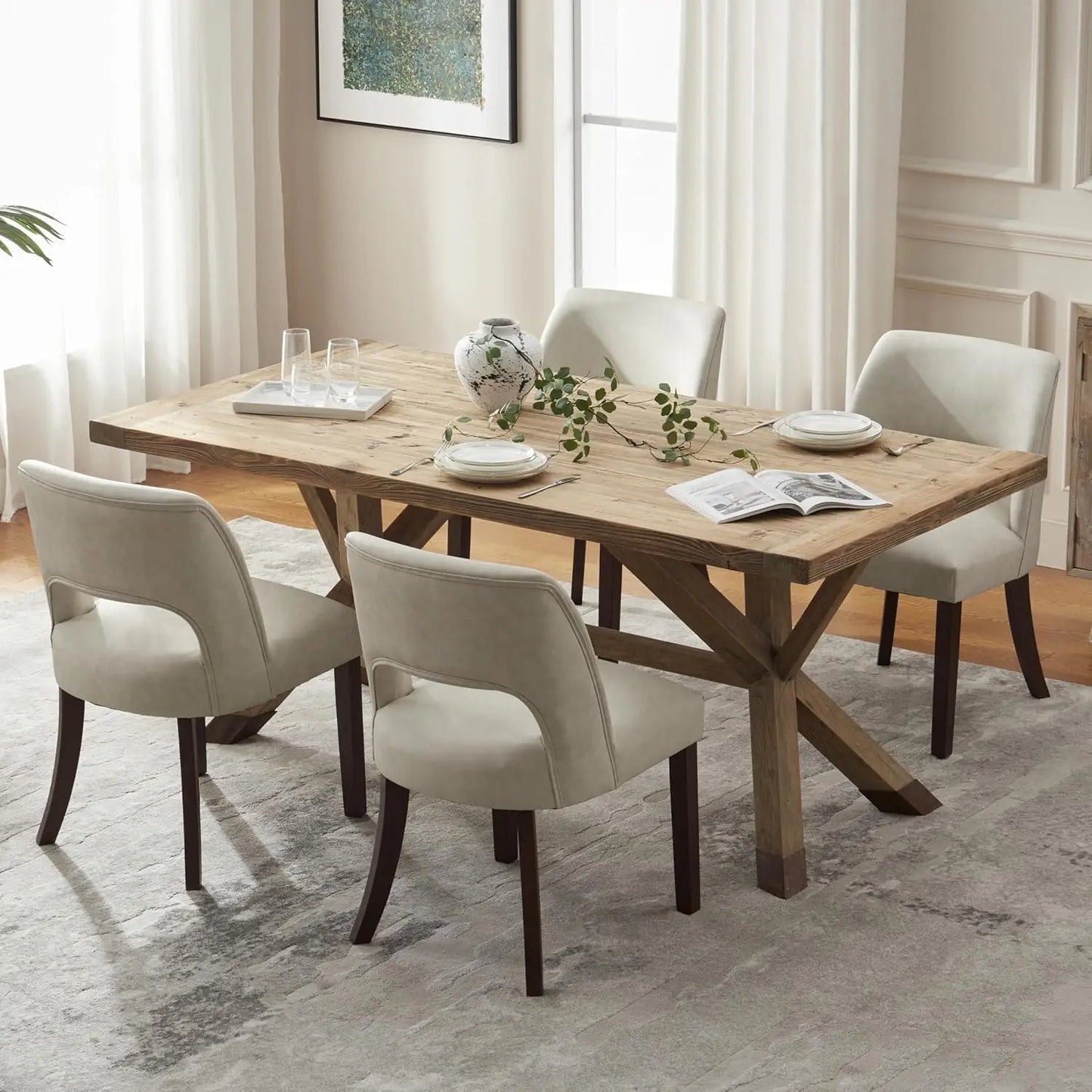 2 Faux Leather Upholstered Dining Room Chairs