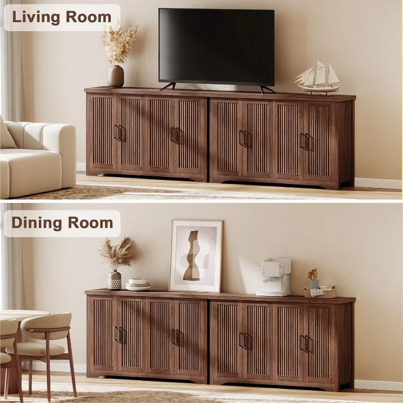 Fluted Buffet Cabinet with Storage Accent Sideboard