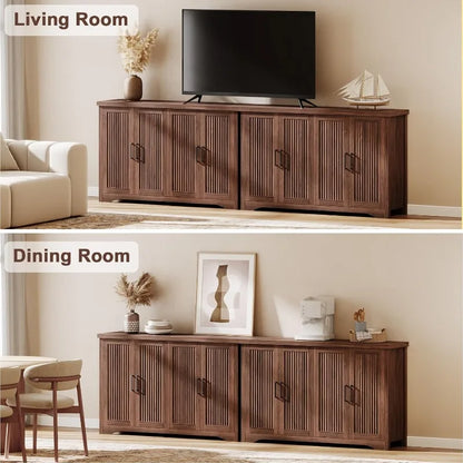 Fluted Buffet Cabinet with Storage Accent Sideboard