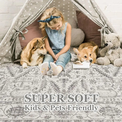 Area Rug 9x12, Washable, Non-Slip Stain Resistant