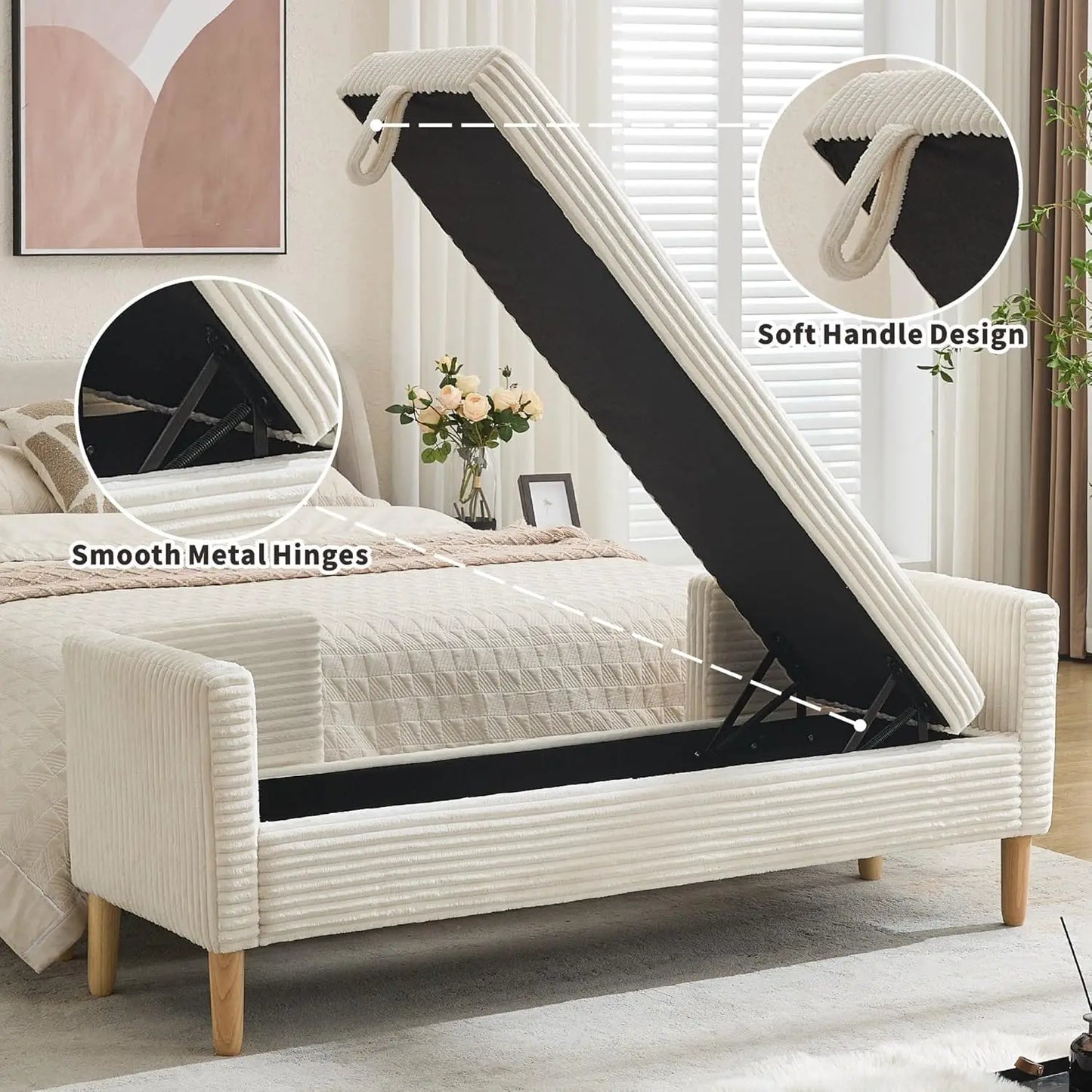 Ottoman with Storage Bench, Upholstered