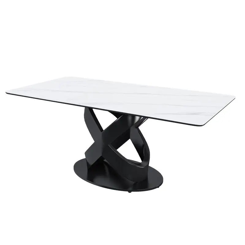 Dining Table with Stone Top and Steel Base
