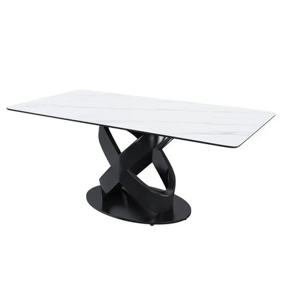 Dining Table with Stone Top and Steel Base