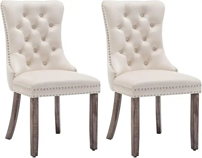Velvet Button -Tufted Wing Back Chairs