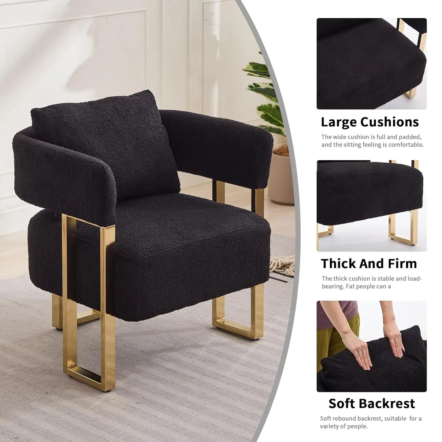 Modern Barrel Accent 2pcs Chairs, Upholstered