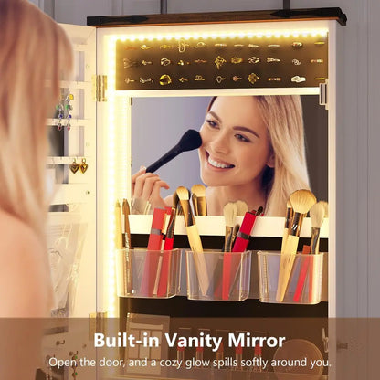 Jewelry Armoire with Full Length Mirror, Lockable