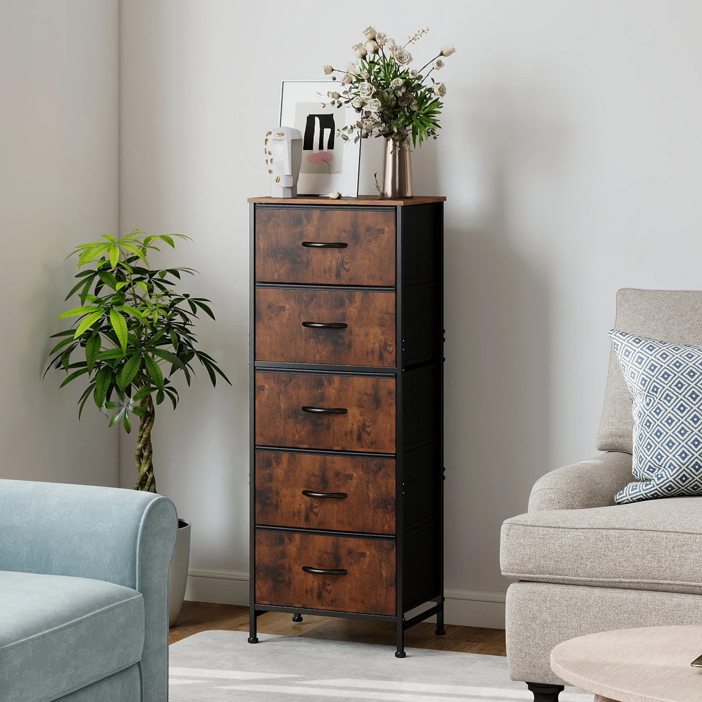 48IN Dresser/Nightstand Wardrobe Steel Frame Closet