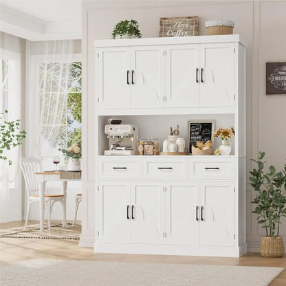 55“ Wide Kitchen Hutch Cabinet with Storage Drawers