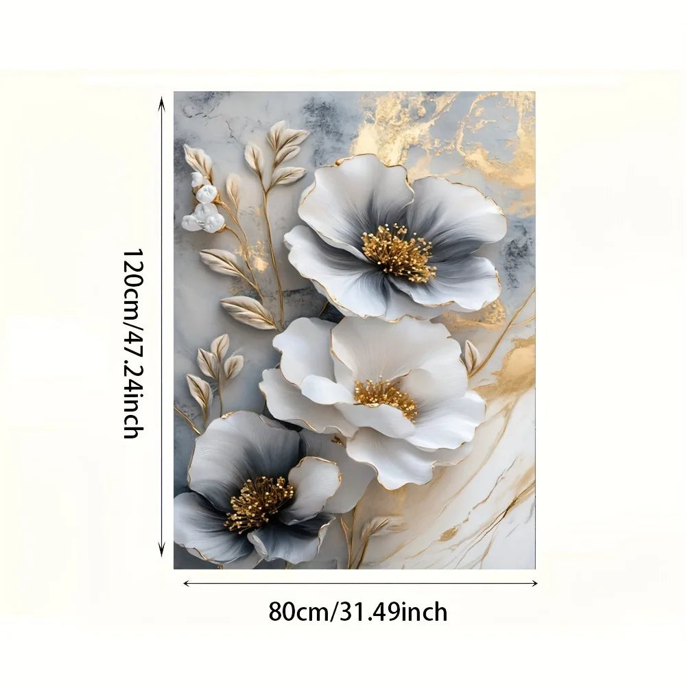 Canvas mural, framed 3D floral painting