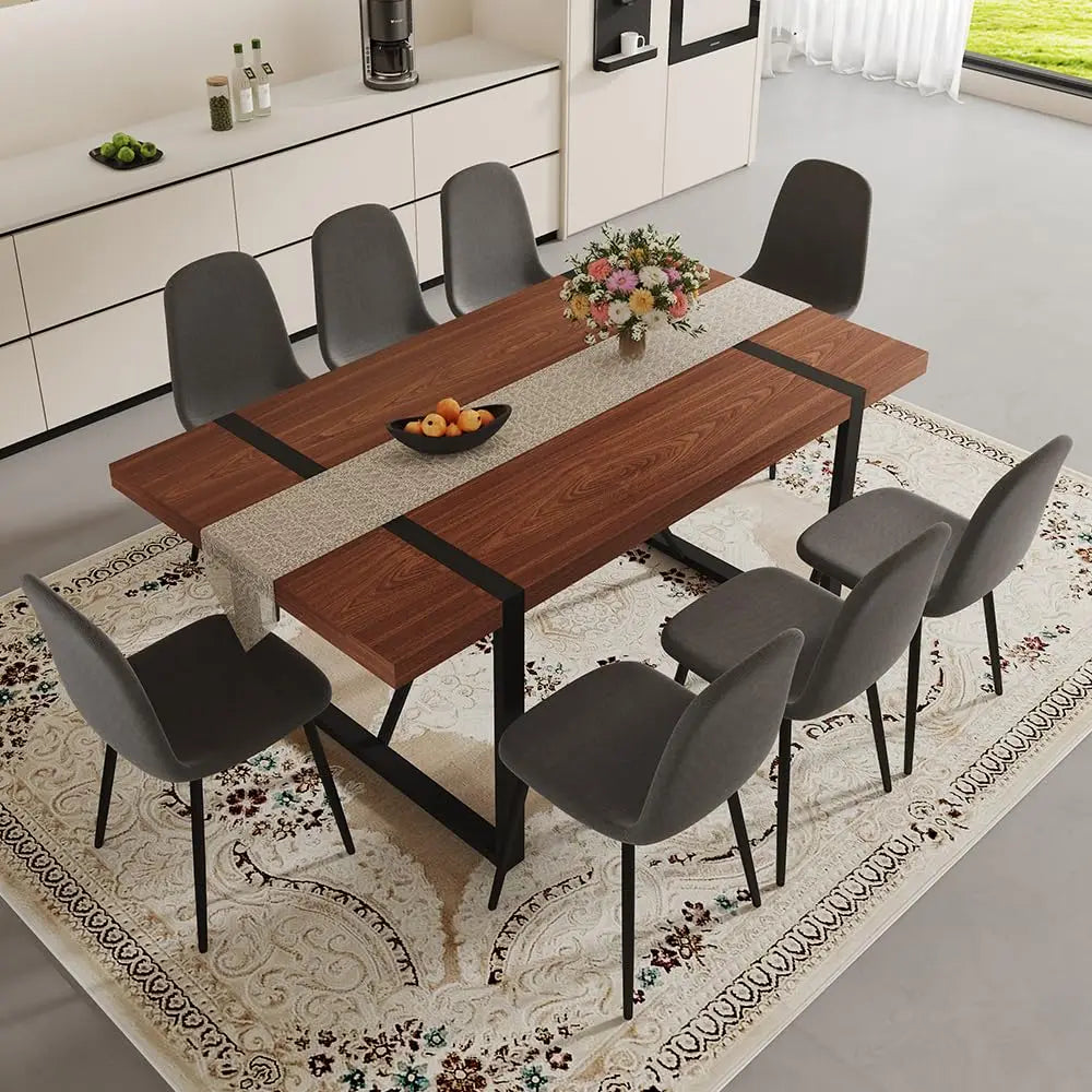 71" Walnut Dining Table Set for 8