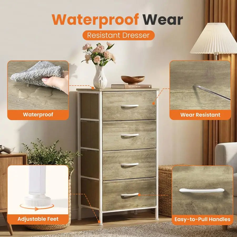 Nightstand/Bedroom Dresser with 4 Drawers