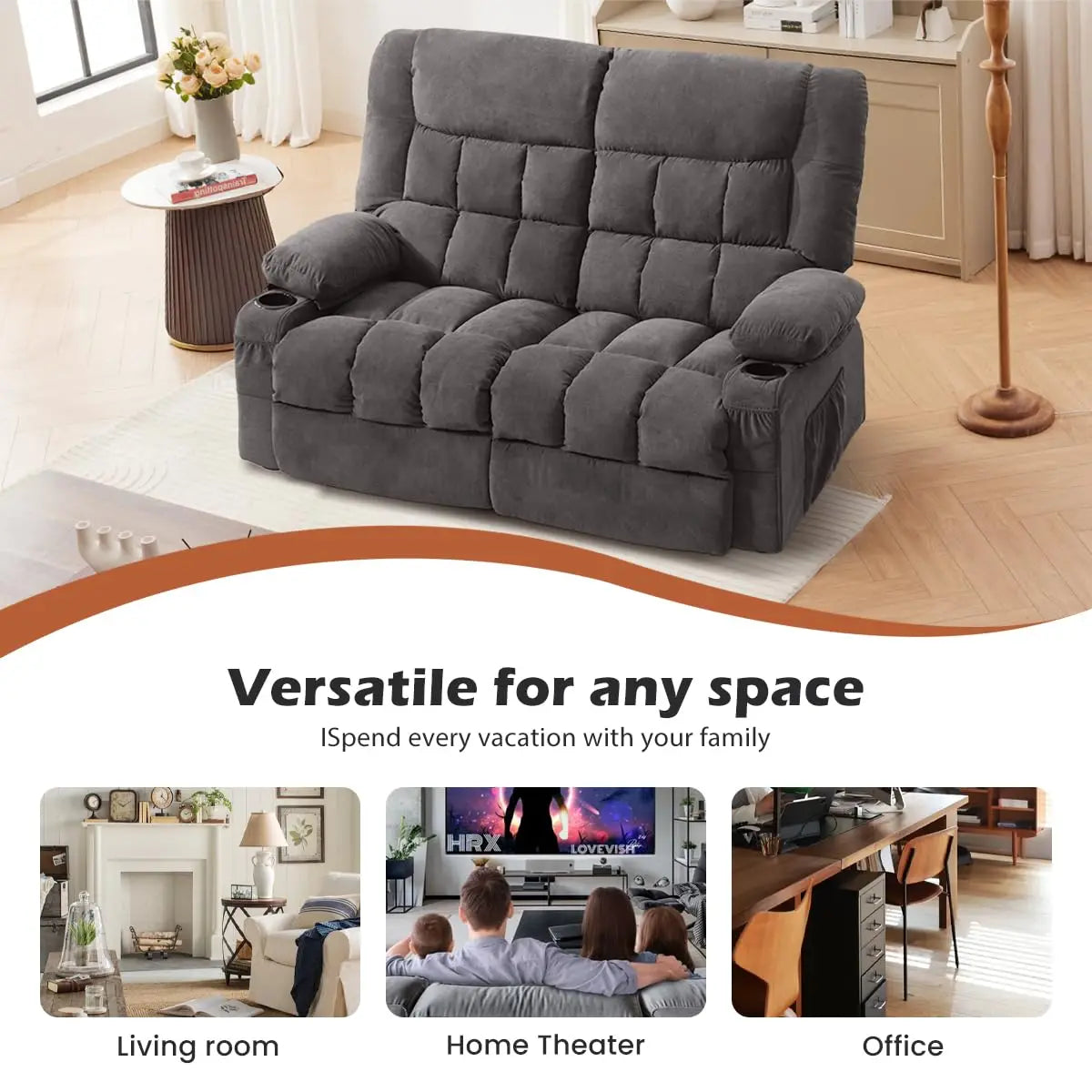 Recliner Loveseat with Cup Holders
