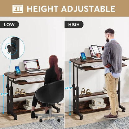 Desk with Power Outlets, Height Adjustable