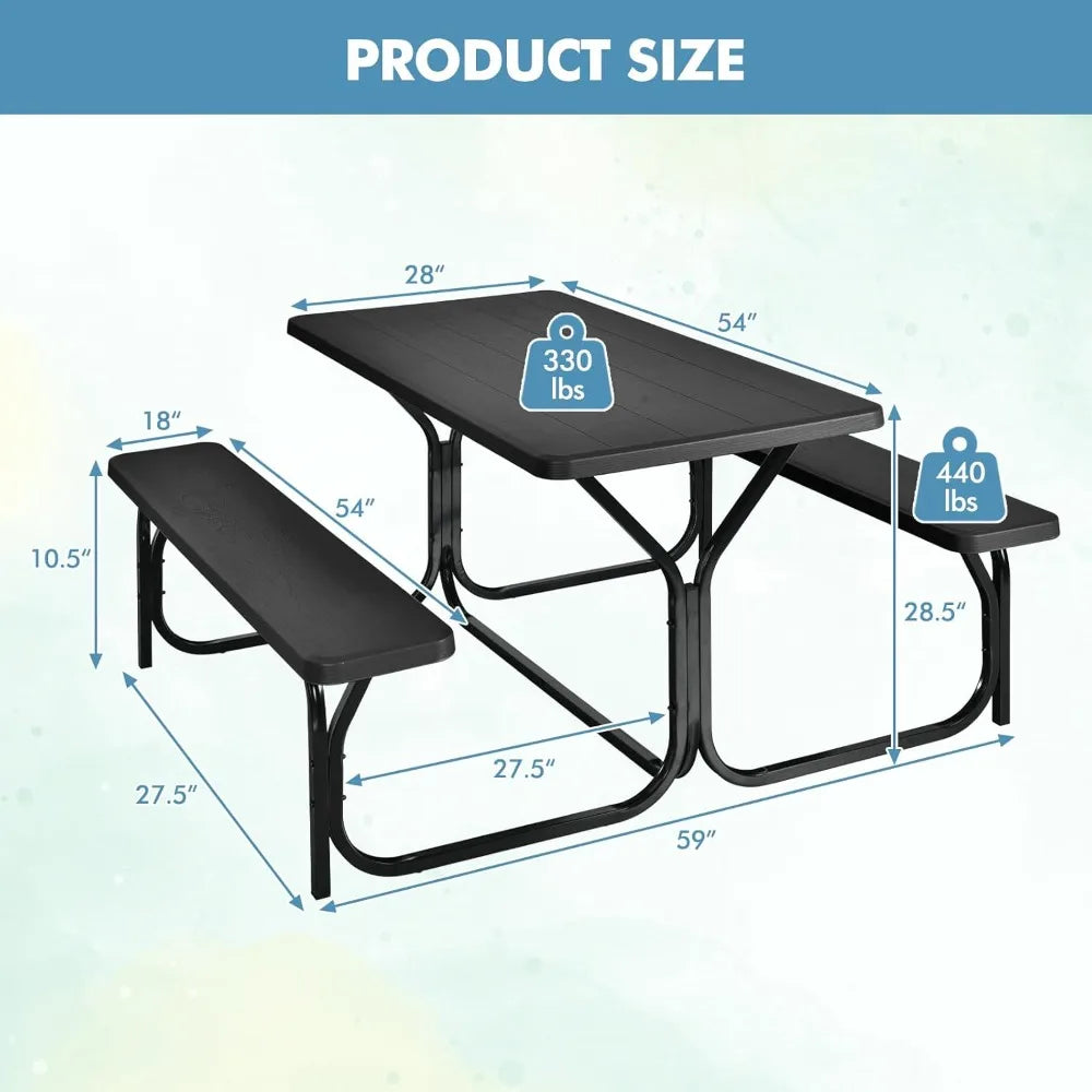 Picnic Resin Dining Table & 2 Benches Set