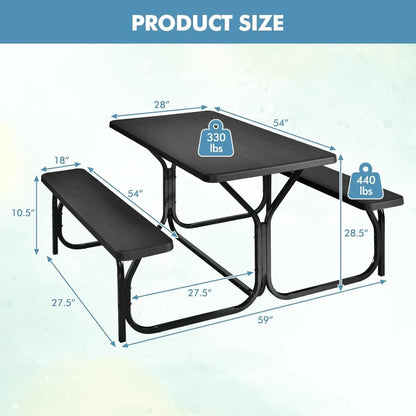 Picnic Resin Dining Table & 2 Benches Set