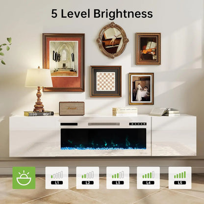 70" Floating TV Stand with 36" Electric Fireplace