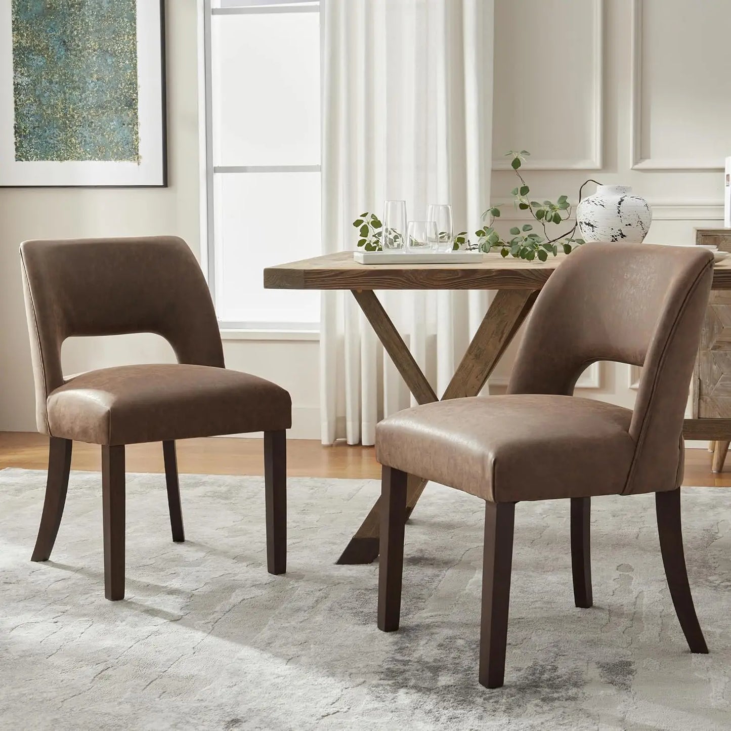 2 Faux Leather Upholstered Dining Room Chairs