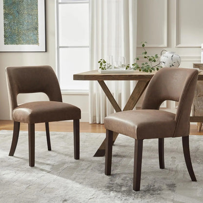 2 Faux Leather Upholstered Dining Room Chairs