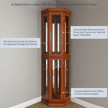 Lighted 3Side Glass Display Curio Cabinet