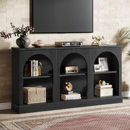 Natural Wood TV Console Storage Cabinet