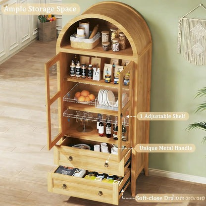 71" Tall Arched Kitchen Cabinet