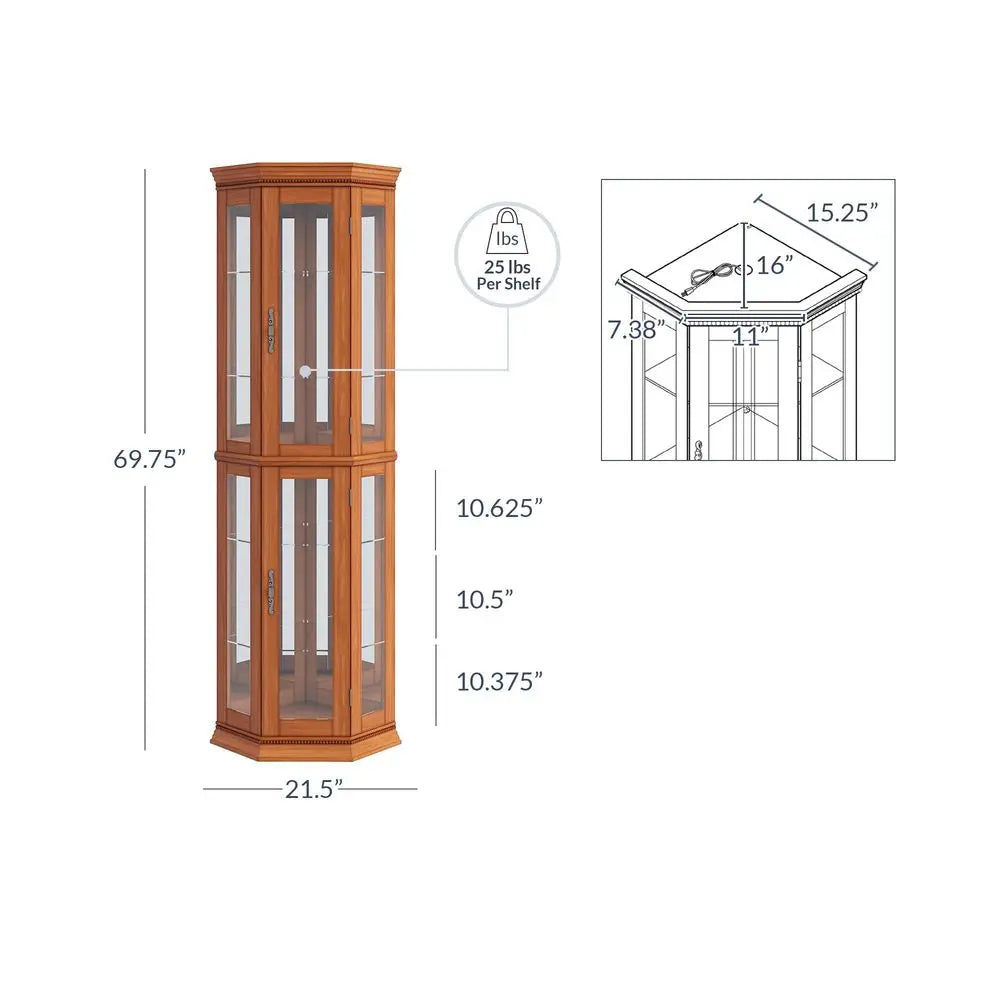 Lighted 3Side Glass Display Curio Cabinet