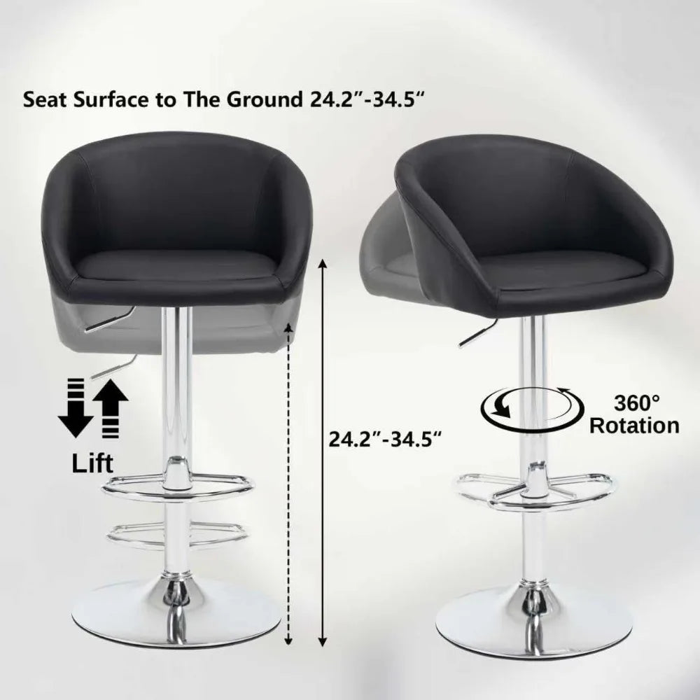 4 Modern PU Leather Swivel Barstools
