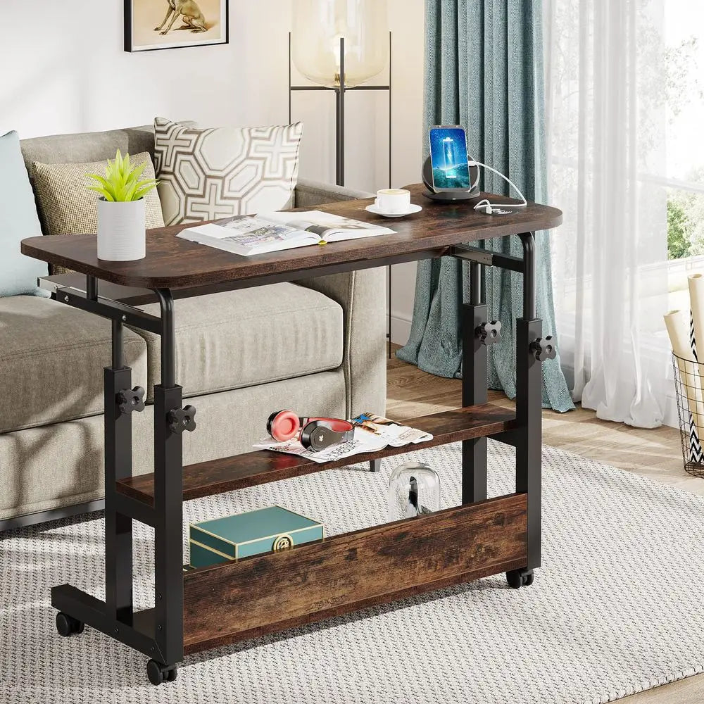Desk with Power Outlets, Height Adjustable