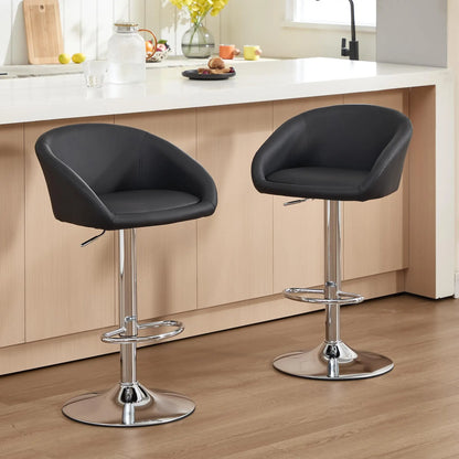 4 Modern PU Leather Swivel Barstools
