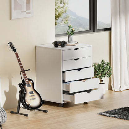 Wood Cabinet With 5 Drawers Waterproof Surface