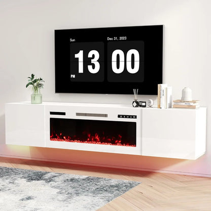70" Floating TV Stand with 36" Electric Fireplace