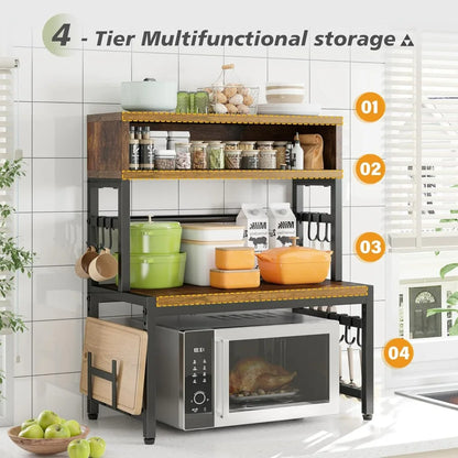 4-Tier Microwave Oven Rack, Shelves Countertop Storage