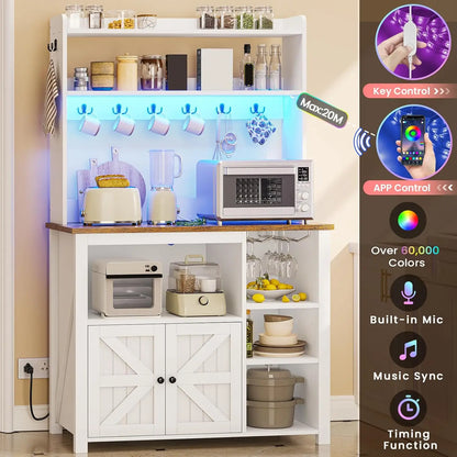 Bakers Rack with Power Outlet and Storage