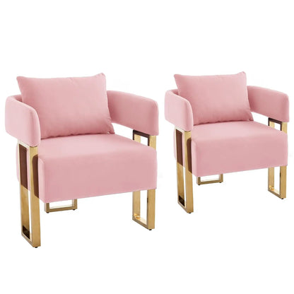 Modern Barrel Accent 2pcs Chairs, Upholstered