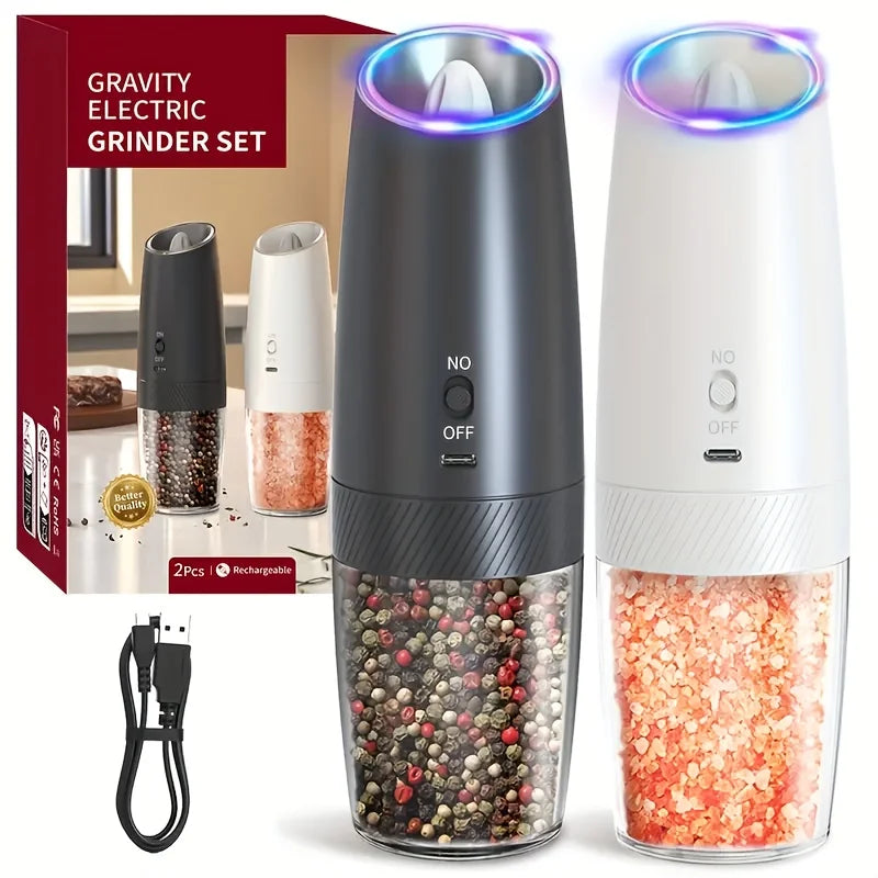 Rechargeable Electric Gravity Salt & Pepper Grinder