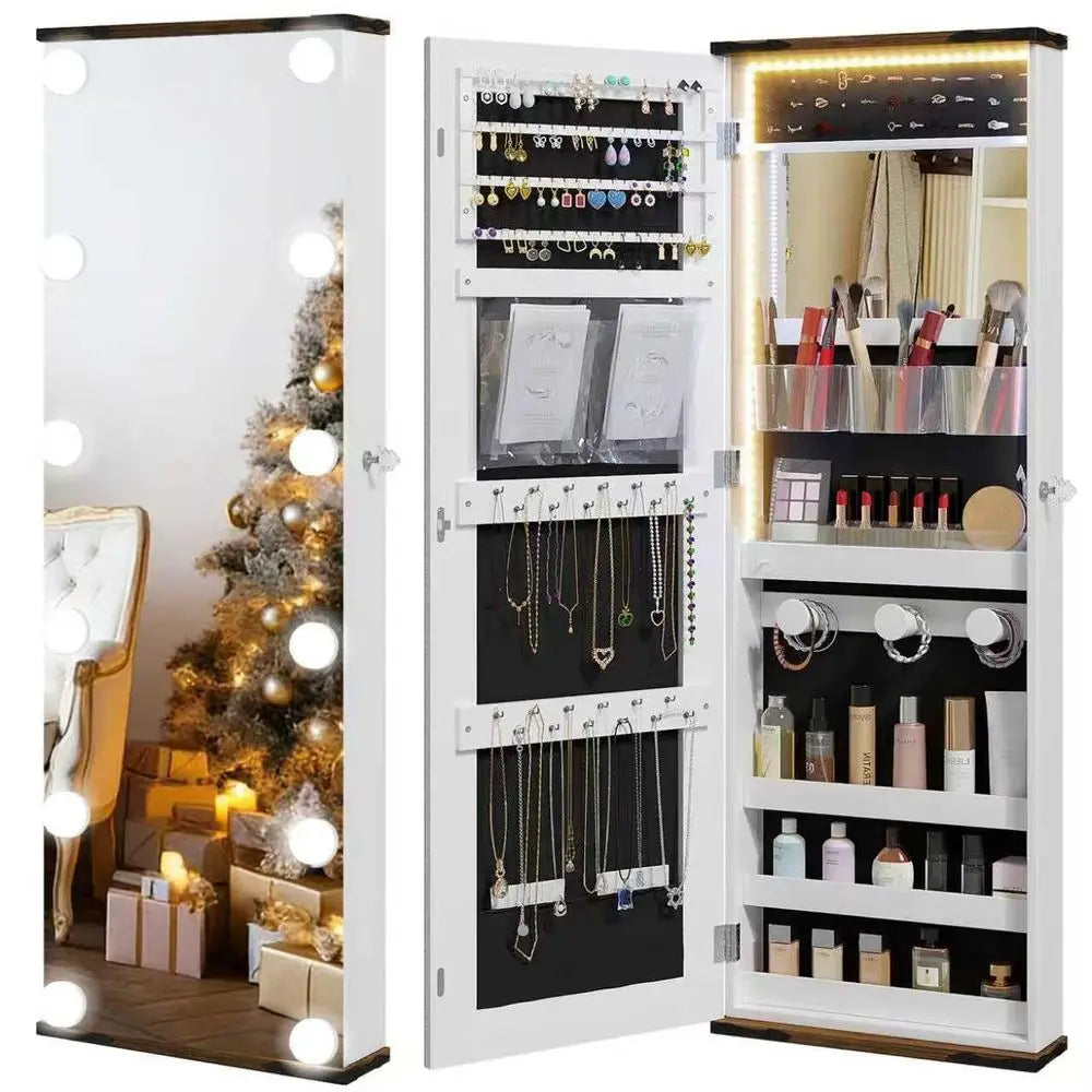 Jewelry Armoire with Full Length Mirror, Lockable