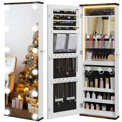 Jewelry Armoire with Full Length Mirror, Lockable