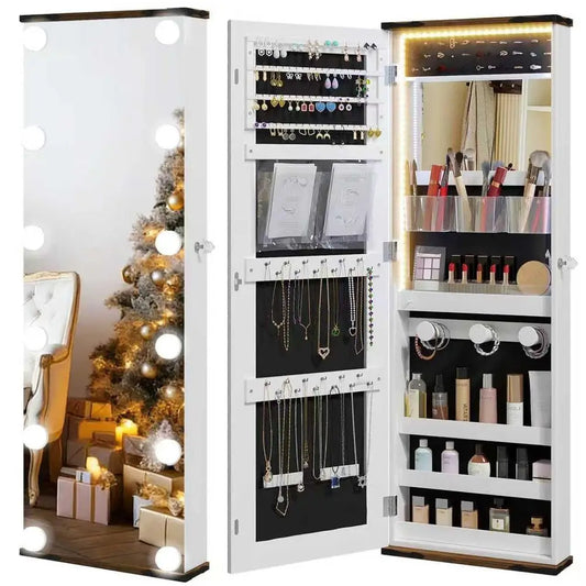Jewelry Armoire with Full Length Mirror, Lockable