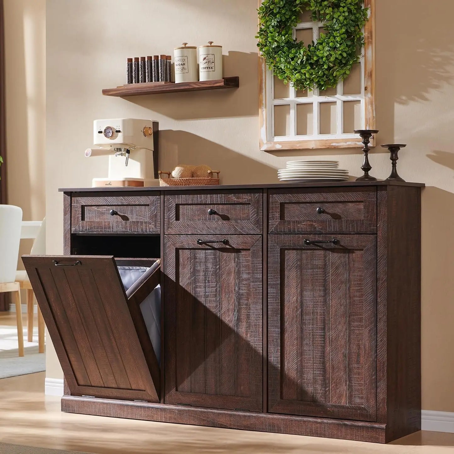 20Gal Farmhouse Trash Can & Laundry Hamper Cabinet