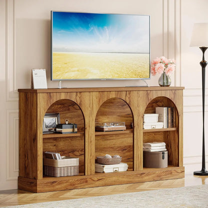 Natural Wood TV Console Storage Cabinet